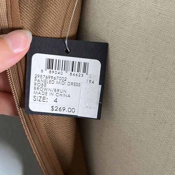 Club Monaco Womens Paneled Midi Dress Sleeveless Rose Brown Size 4 - Picture 10 of 12